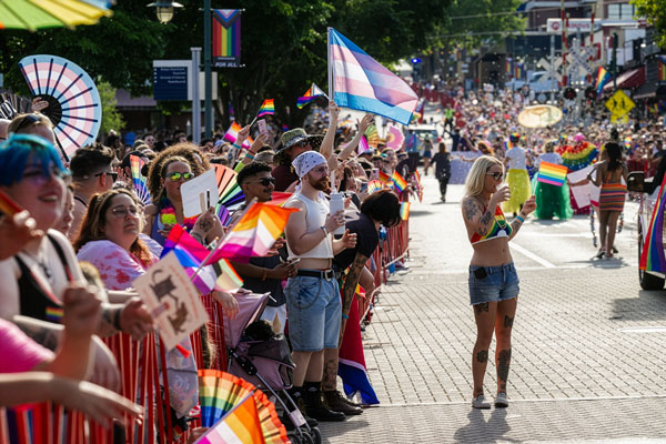 large crowds at 2025 pride parade in fayetteville arkansas