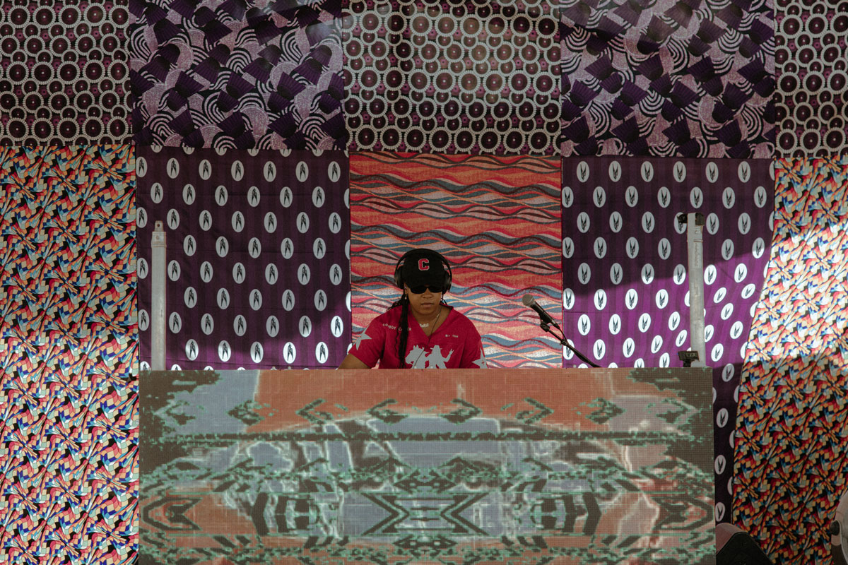 DJ in booth at Her Set Her Sound festival