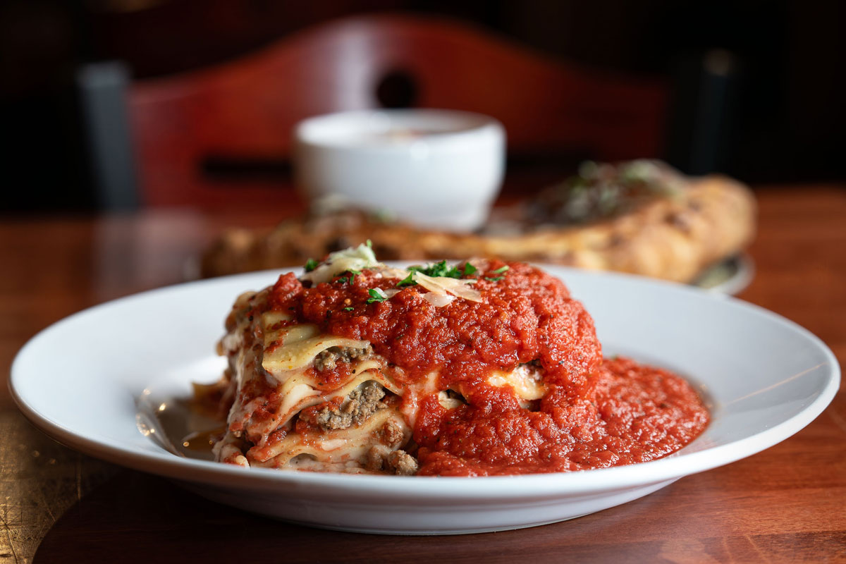 lasagna at Geraldi's italian restaurant in Fayetteville, Arkansas