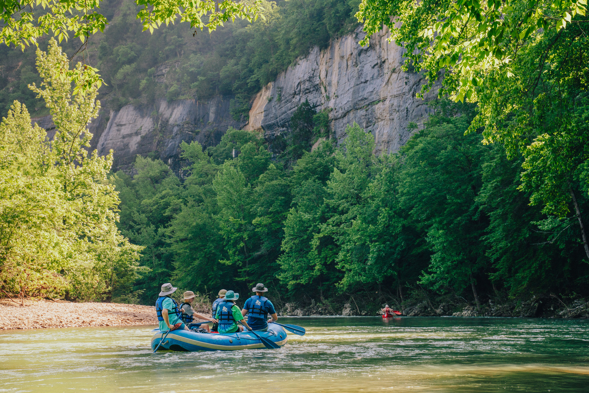 group of people rafting on the Buffalo River