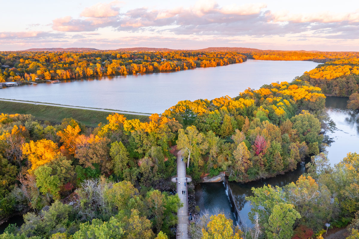 Lake Fayetteville with fall color 
