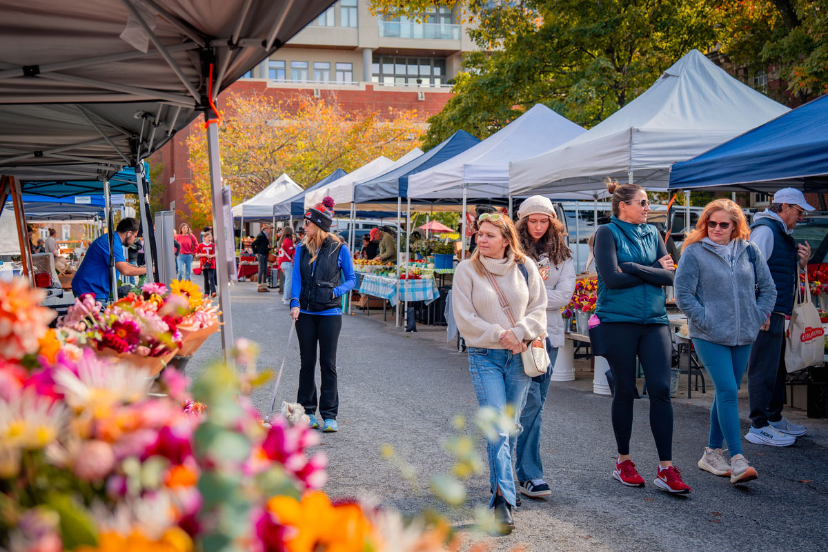 Shopping at the Fayetteville Farmers Market in the Fall