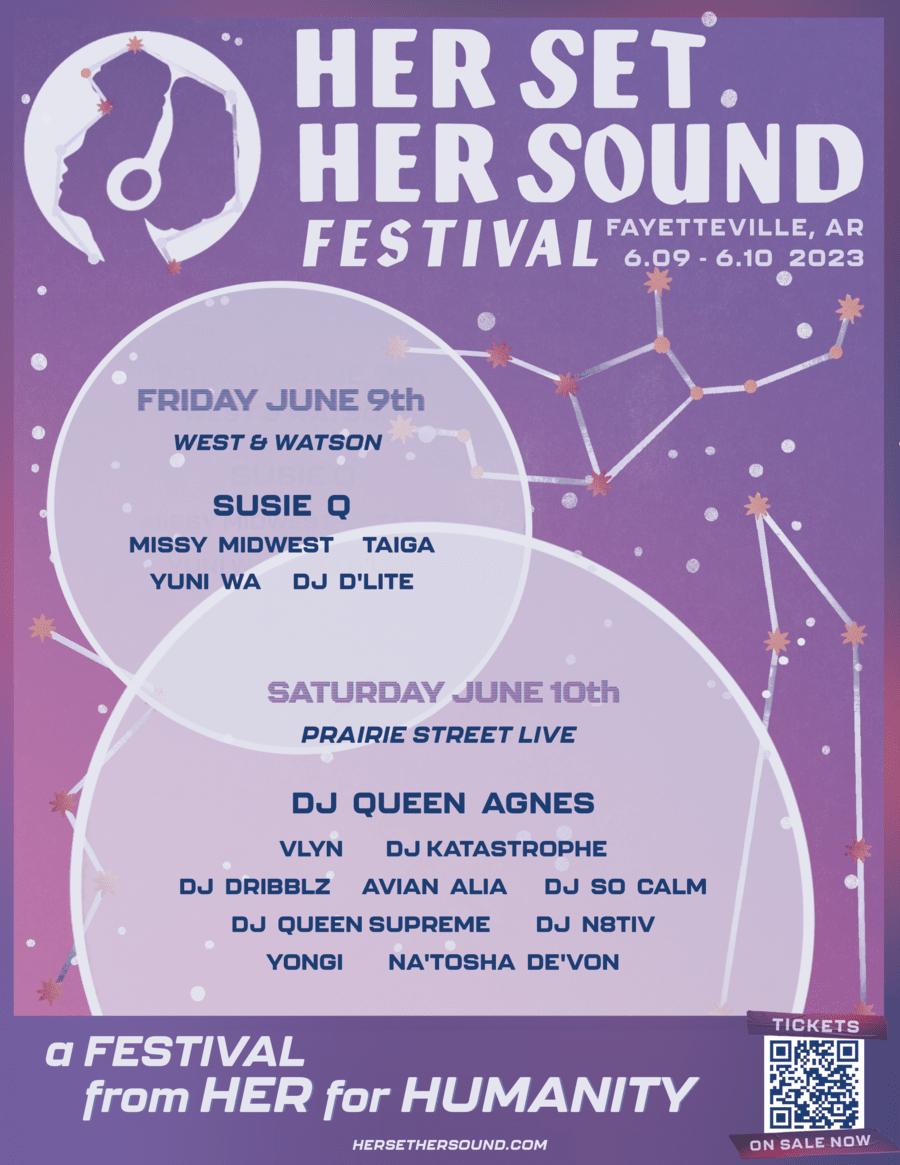 her set her sound music festival fayetteville ar lineup poster